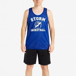 Blue and White Storm Basketball Athletic Reversible Jersey Size Medium.